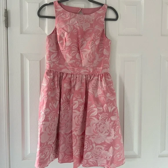 strapless open back dress AIDAN MATTOX WOVEN JACQUARD BALL GOWN  Effie's Inc